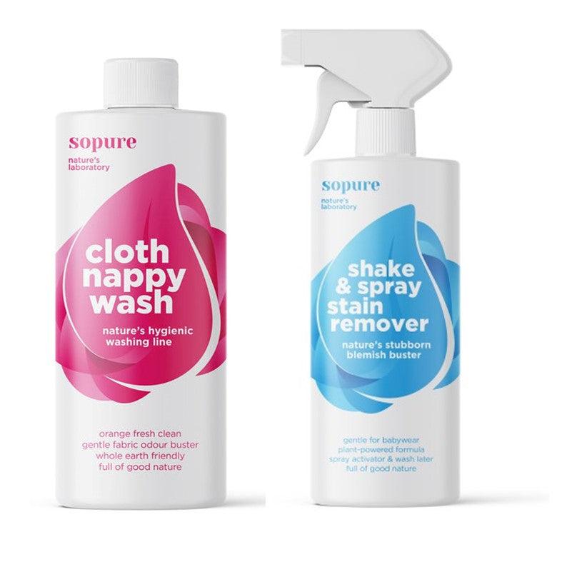 SoPure Baby Cloth Nappy Pack (SoPure SoPure Cloth Nappy Wash 1 Litre and 1 x Shake & Spray Stain Remover 500ml) - 4aKid