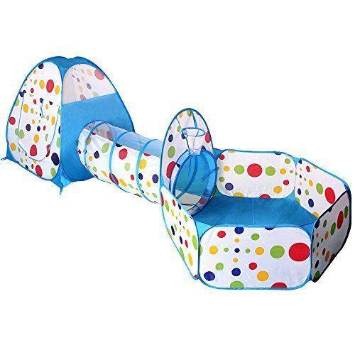 3pc Pop Up Ball Pool with Tent and Tunnel - Assorted Colours