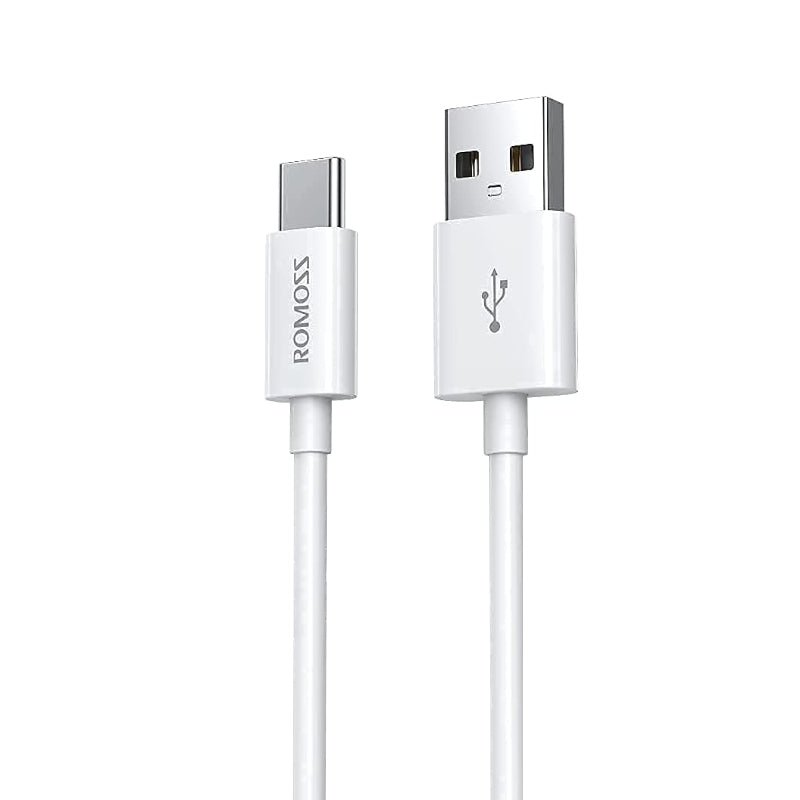 romoss-cbl-usb-a-to-type-c-1m-pvc-round-cable-3a-fast-charge-wh-1-image