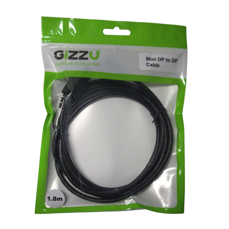 gizzu-mini-dp-to-dp-4k-30hz|4k-60hz-1.8m-(thunderbolt-2-compatible)-cable---black-2-image
