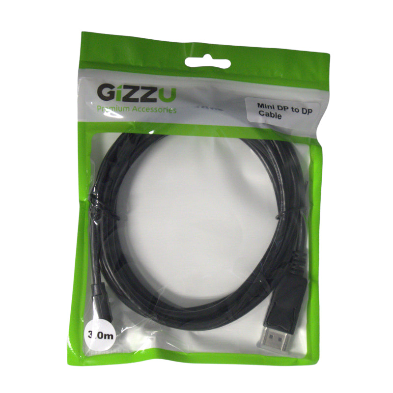 gizzu-mini-dp-to-dp-4k-30hz|4k-60hz-3m-(thunderbolt-2-compatible)-cable---black-2-image
