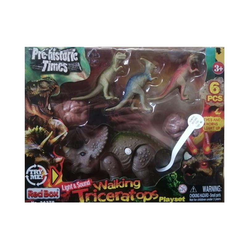 image-SA-LOT-Prehistoric-Times-Dinosaur-Playset-with-Light-&-Sound-Wind-Up-Triceratops_RED-24379