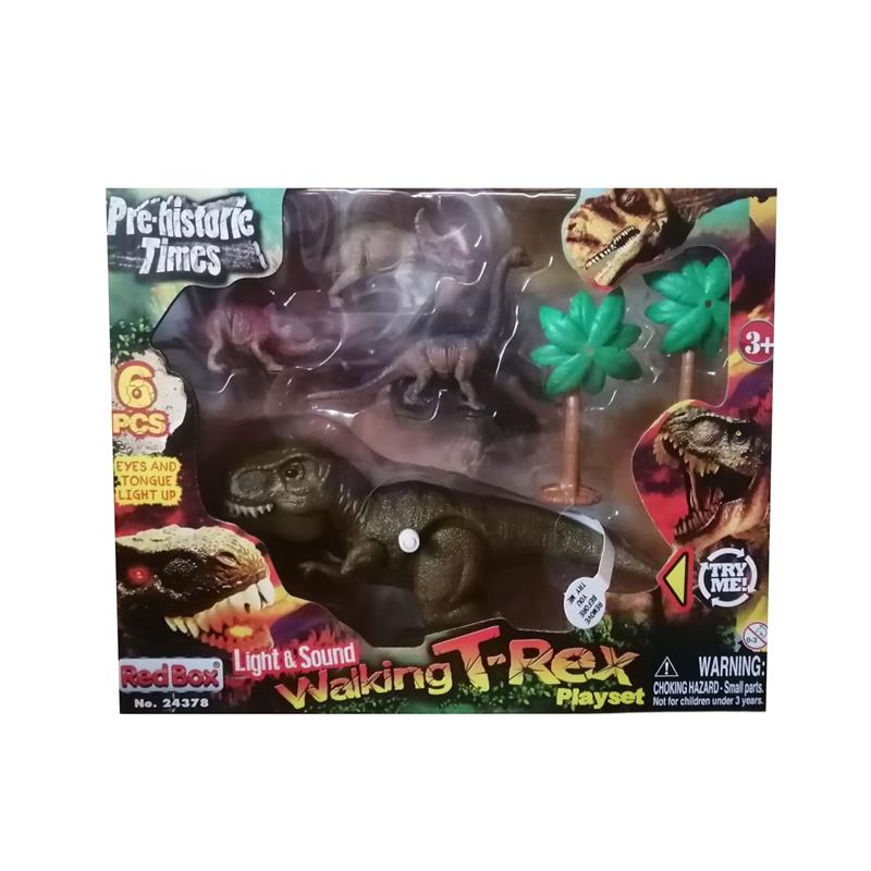 image-SA-LOT-Prehistoric-Times-Dinosaur-Playset-with-Light-&-Sound-Wind-Up-T-Rex_RED-24378