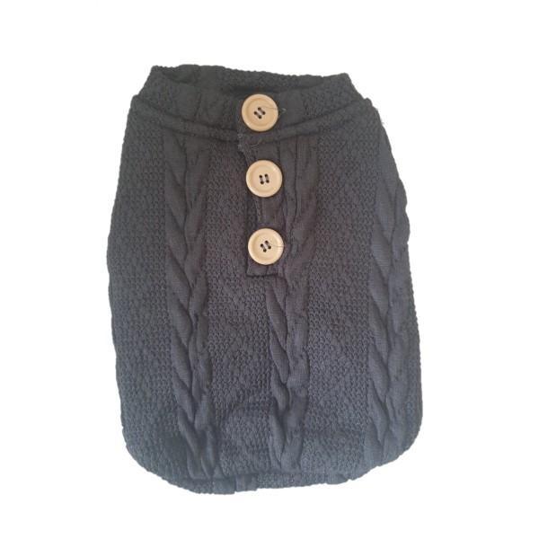 Cable Knit Jersey For Dogs - Dark Grey - 4aPet