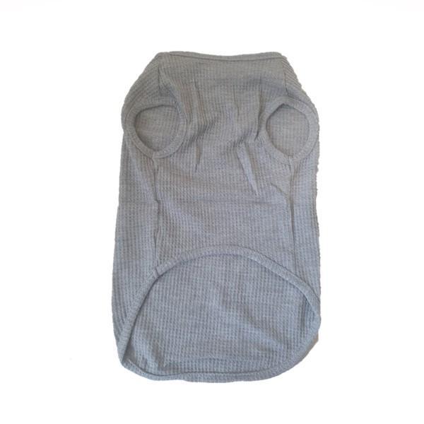 Waffle Knit T-Shirt with Leather Pocket For Dogs - Grey - 4aPet
