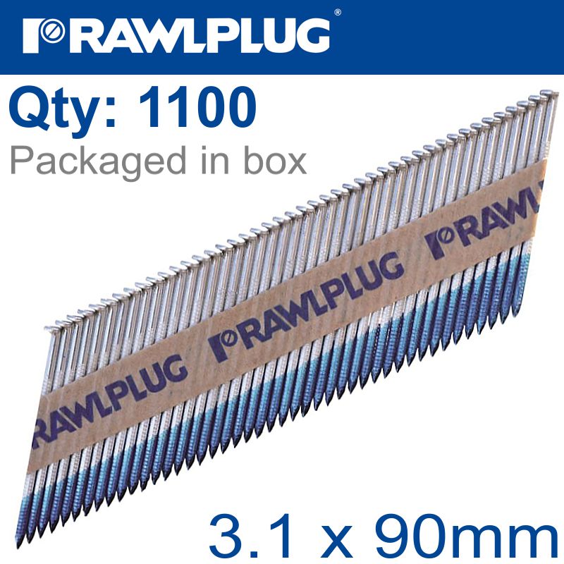 rawlplug-nail-silver-galv-clipped-3.1mmx90mm-x1100-box-paper-collated-10mic-raw-r-drgh-3190-1