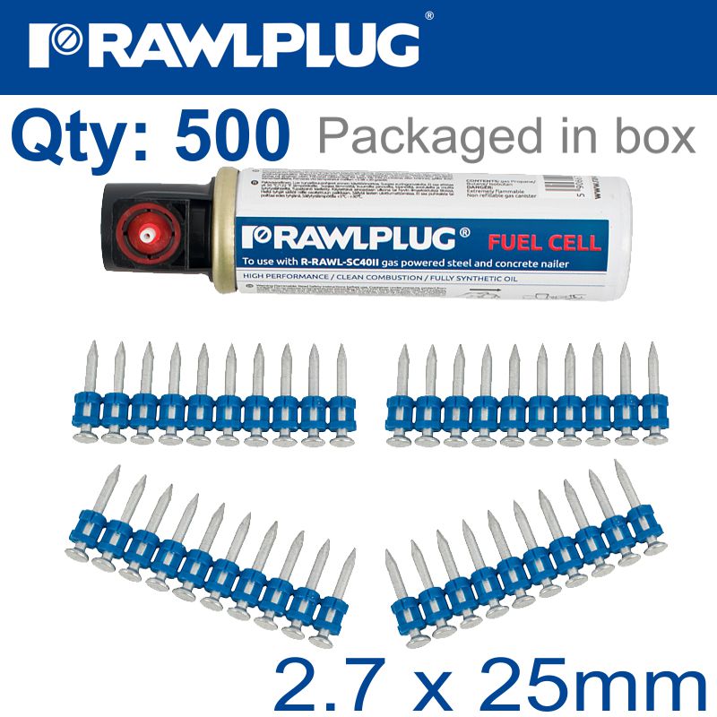 rawlplug-pins-for-concrete-2.7mmx27mm-x500-per-box-+-1-fuel-cell-raw-r-knc-6-27-500-2