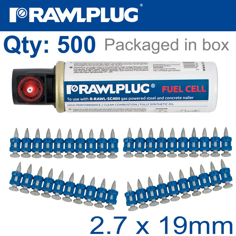 rawlplug-pins-for-steel-&-concrete-2.7mmx19mm-x500-per-box-+-1-fuel-cell-raw-r-ksc-6-19-500-1