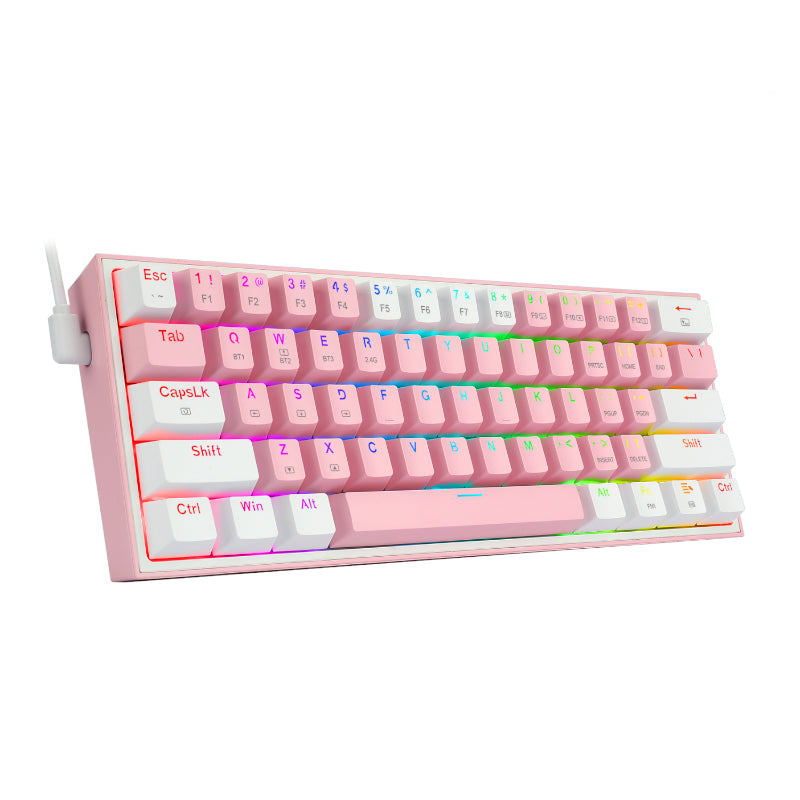 redragon-fizz-pro-rgb-61-key-mechancal-wireless-gaming-keyboard---pink/white-2-image