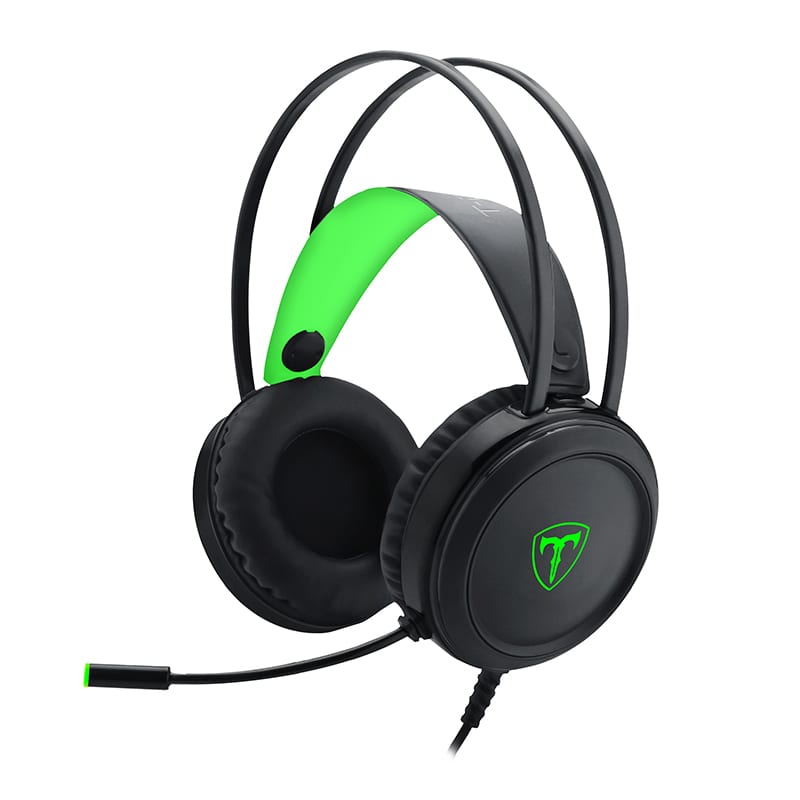 t-dagger-ural-green-lighting|210cm-cable|3.5mm+usb|uni-directional-luminous-gooseneck-mic|50mm-bass-driver|stereo-gaming-headset---black/green-1-image