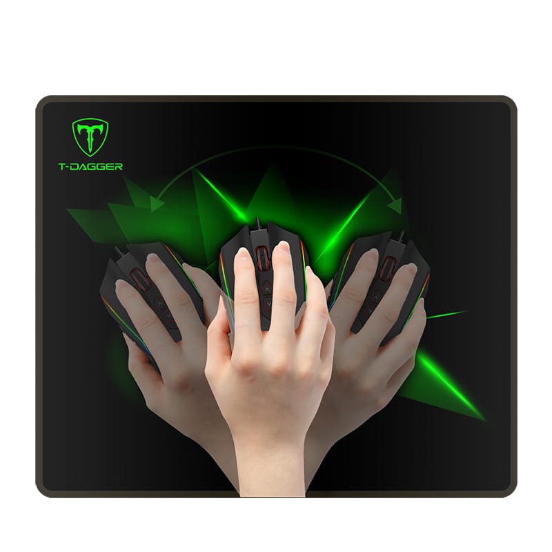 t-dagger-geometry-medium-size-360mm-x-300mm-x-3mm|speed-design|printed-gaming-mouse-pad-black-and-green-2-image