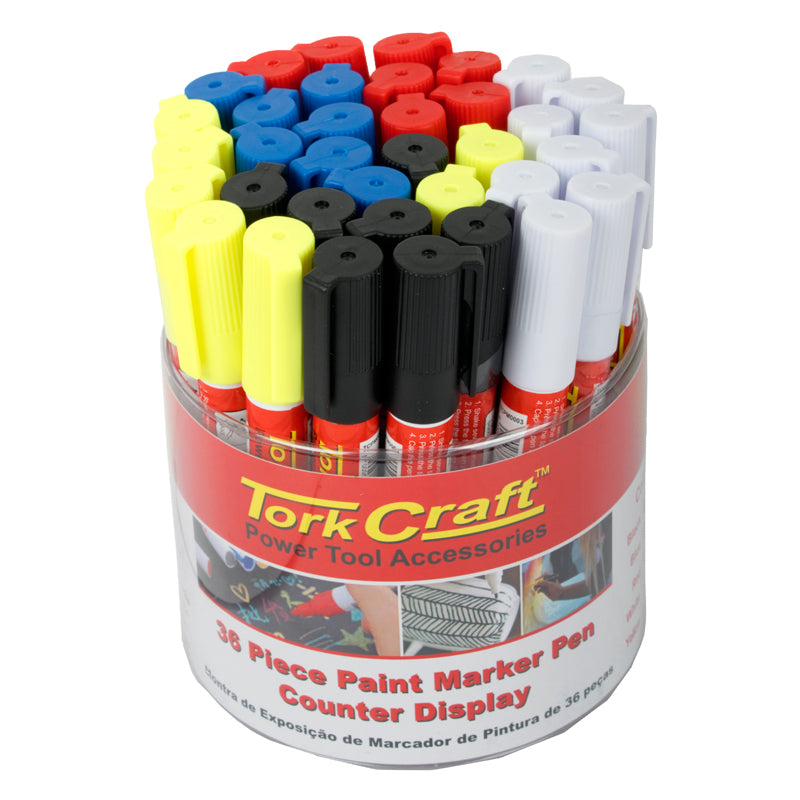 tork-craft-paint-marker-pen-36pc-bulk-tub-red/yel/white/black/blue/green/purple/o-tcpm0036-1